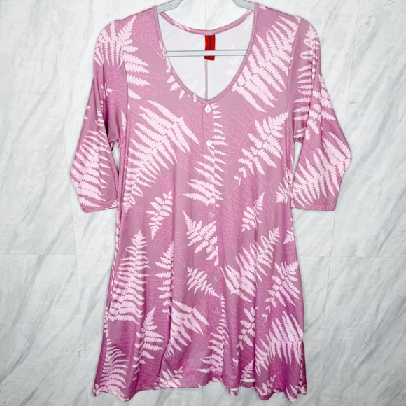 Homegrown Hawaii Pink Fern Patterned Women's Dress - Picture 1 of 5